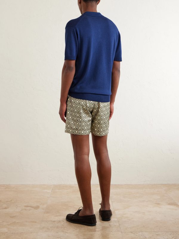 Burnham Tie Stitch Linen-blend Polo Shirt - BK