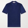 Burnham Tie Stitch Linen-blend Polo Shirt