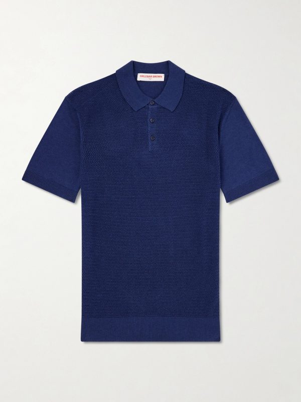 Burnham Tie Stitch Linen-blend Polo Shirt