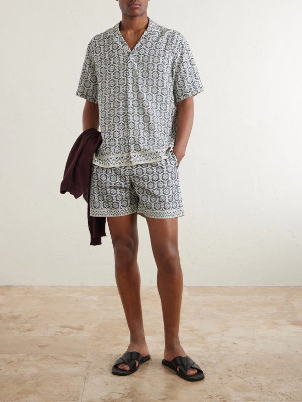 Maitan Passetto Camp-Collar Printed Lyocell Shirt - OU