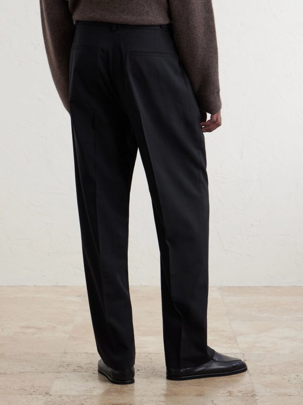 Tropical Straight-Leg Wool Trousers - BK Tropical Straight-Leg Wool Trousers - BK