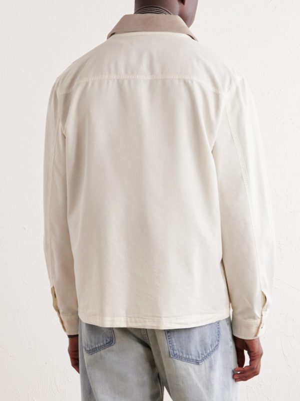 Suede-Trimmed Cotton-Blend Jacket - BK Suede-Trimmed Cotton-Blend Jacket - BK