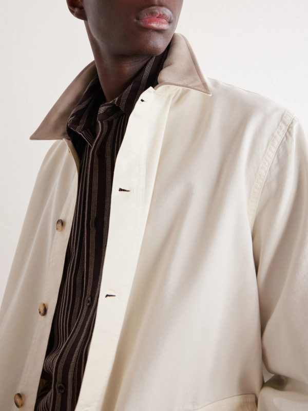 Suede-Trimmed Cotton-Blend Jacket - CU Suede-Trimmed Cotton-Blend Jacket - CU