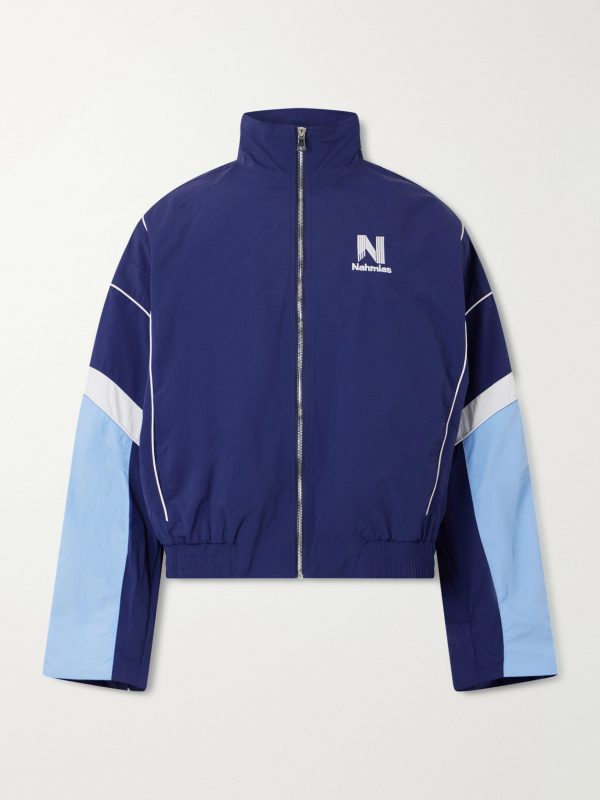 Logo-Embroidered Striped Nylon Jacket Logo-Embroidered Striped Nylon Jacket