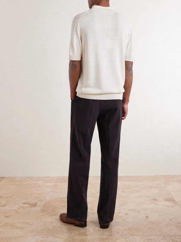 Silk and Linen-Blend Polo Shirt - BK Silk and Linen-Blend Polo Shirt - BK