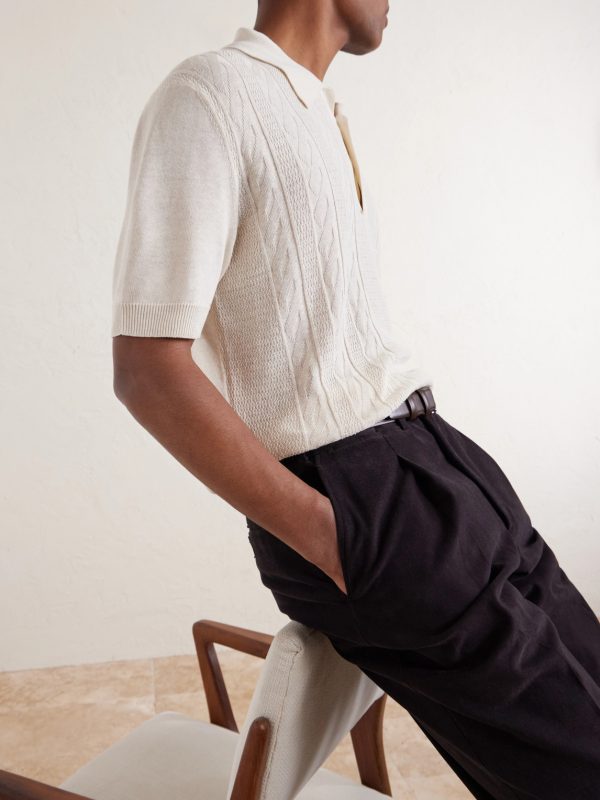 Silk and Linen-Blend Polo Shirt - CU Silk and Linen-Blend Polo Shirt - CU