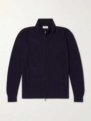Knitted Silk and Linen-Blend Zip-Up Cardigan