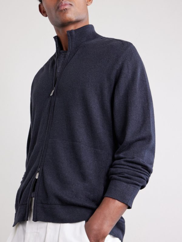 Cashmere and Linen-Blend Zip-Up Sweater - CU Cashmere and Linen-Blend Zip-Up Sweater - CU