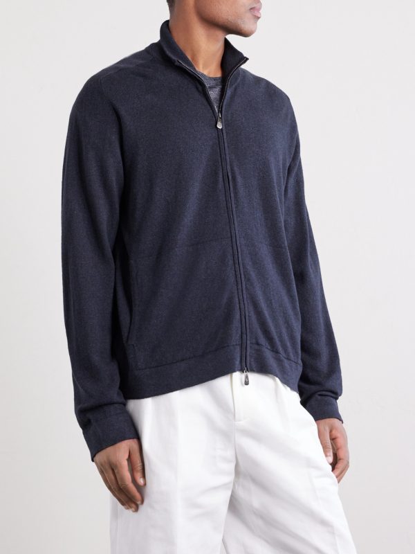 Cashmere and Linen-Blend Zip-Up Sweater - FR Cashmere and Linen-Blend Zip-Up Sweater - FR