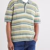 Striped Silk and Linen-Blend Polo Shirt - FR Striped Silk and Linen-Blend Polo Shirt - FR