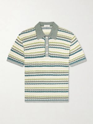 Striped Silk and Linen-Blend Polo Shirt Striped Silk and Linen-Blend Polo Shirt