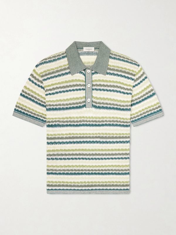 Striped Silk and Linen-Blend Polo Shirt Striped Silk and Linen-Blend Polo Shirt