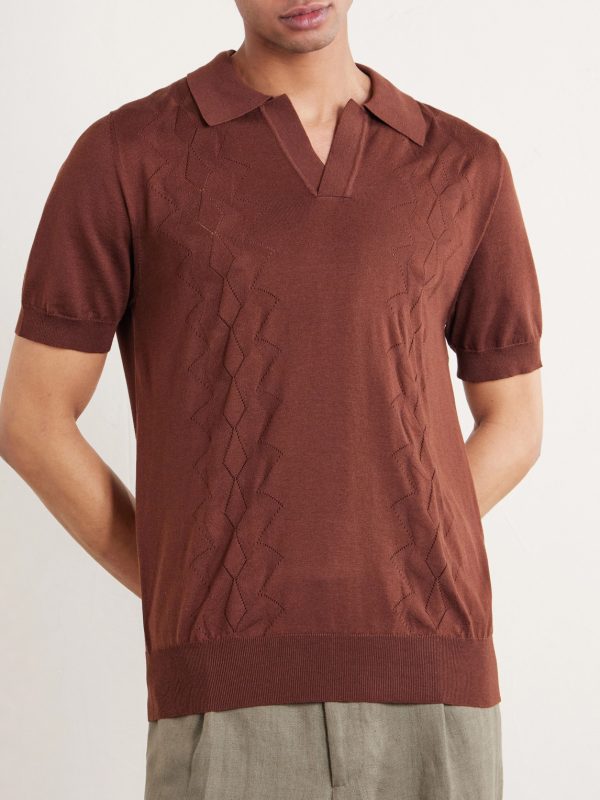Silk and Cotton-Blend Polo Shirt - FR Silk and Cotton-Blend Polo Shirt - FR