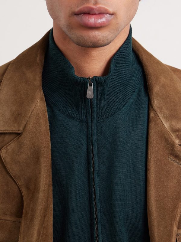 Slim-Fit Virgin Wool Zip-Up Cardigan - CU Slim-Fit Virgin Wool Zip-Up Cardigan - CU