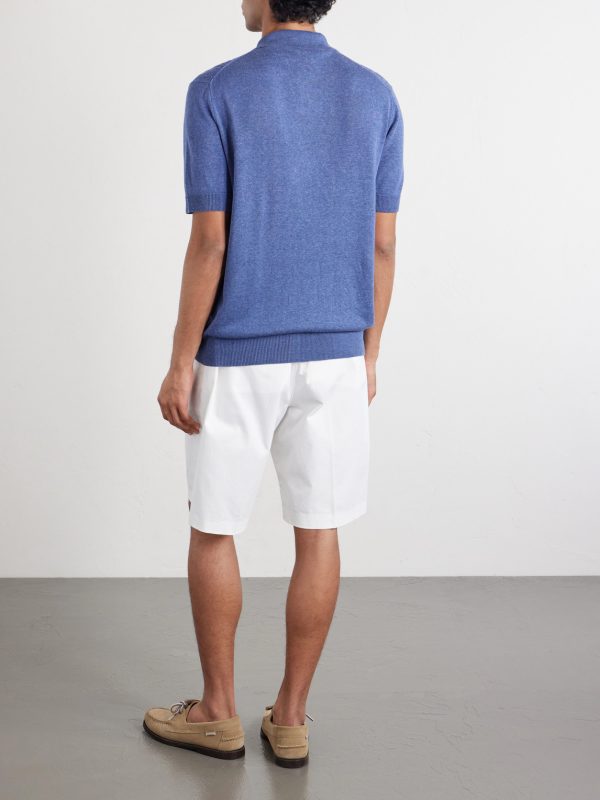 Silk and Linen-Blend Polo Shirt - BK Silk and Linen-Blend Polo Shirt - BK