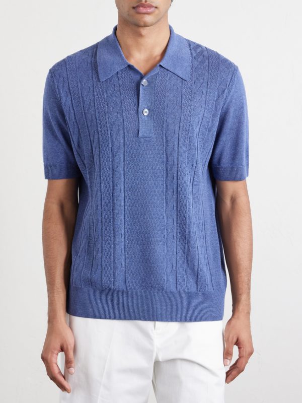 Silk and Linen-Blend Polo Shirt - FR Silk and Linen-Blend Polo Shirt - FR