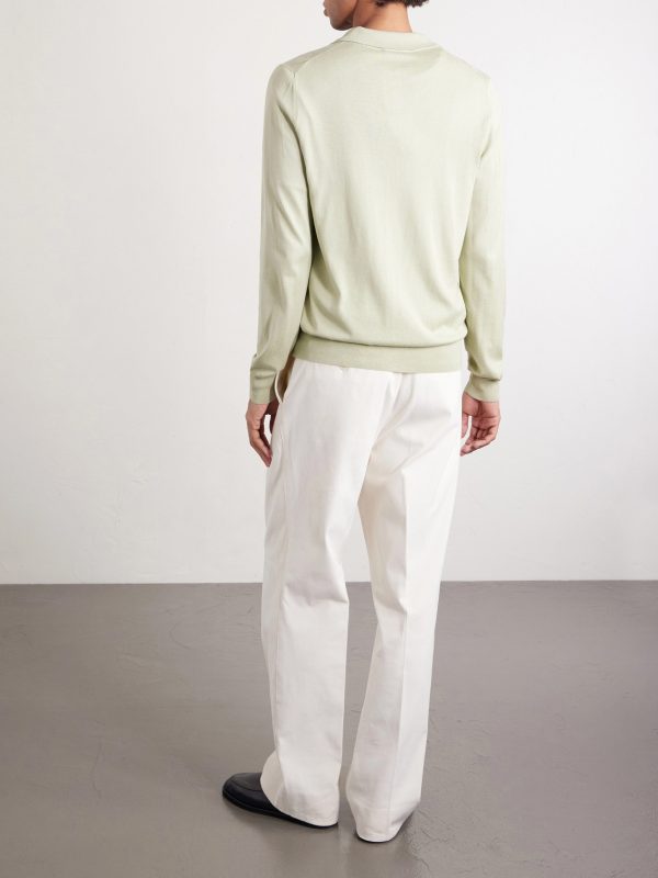 Pointelle-Knit Silk and Cotton-Blend Cardigan - BK Pointelle-Knit Silk and Cotton-Blend Cardigan - BK