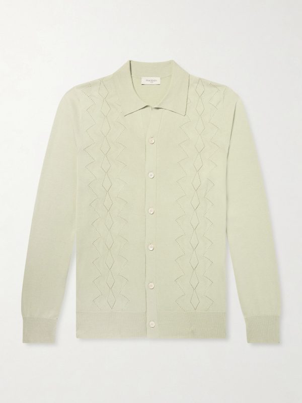 Pointelle-Knit Silk and Cotton-Blend Cardigan Pointelle-Knit Silk and Cotton-Blend Cardigan