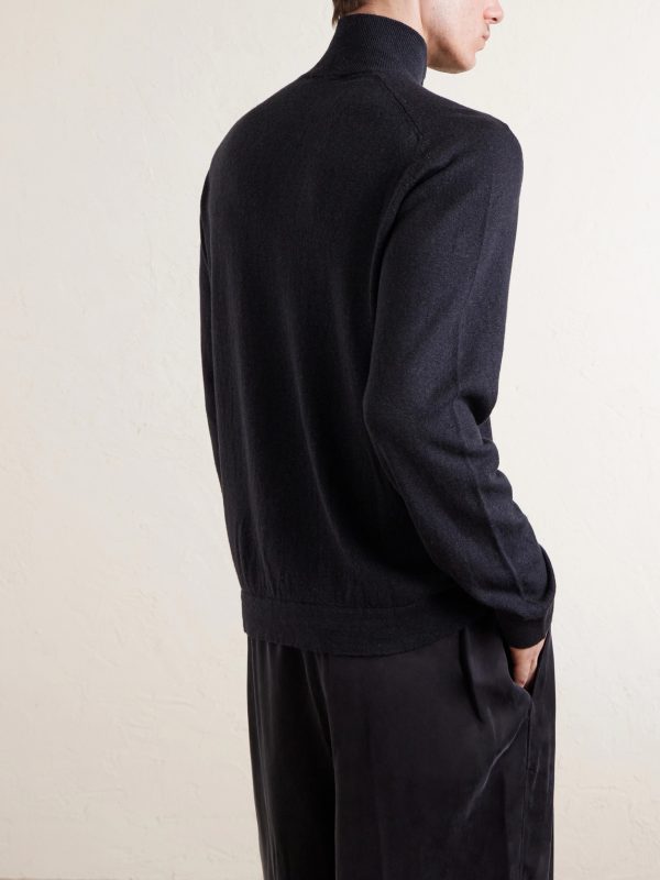 Lupetto Cashmere and Linen-Blend Half-Zipped Sweater - BK