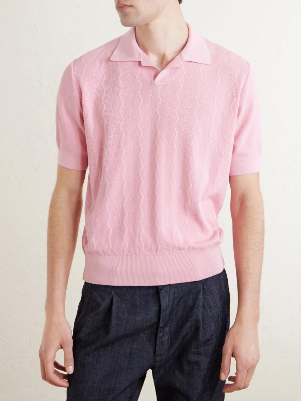 Knitted Silk and Cotton-Blend Polo Shirt - FR Knitted Silk and Cotton-Blend Polo Shirt - FR