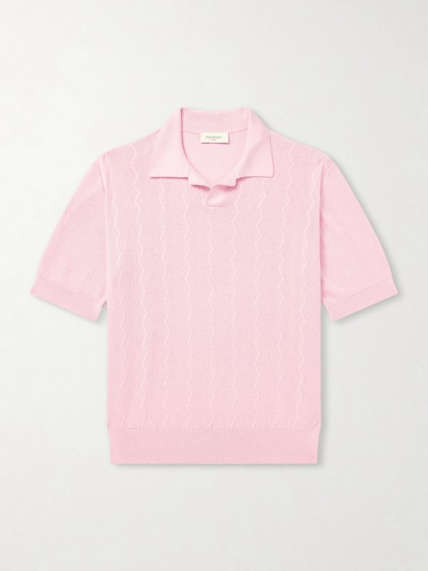Knitted Silk and Cotton-Blend Polo Shirt Knitted Silk and Cotton-Blend Polo Shirt