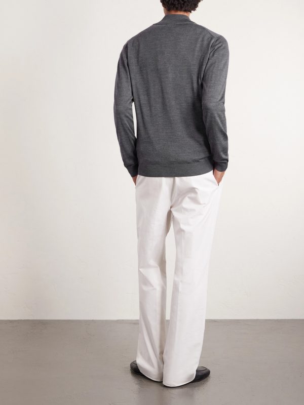 Slim-Fit Virgin Wool Zip-Up Cardigan - BK Slim-Fit Virgin Wool Zip-Up Cardigan - BK