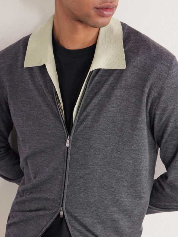 Slim-Fit Virgin Wool Zip-Up Cardigan - CU Slim-Fit Virgin Wool Zip-Up Cardigan - CU
