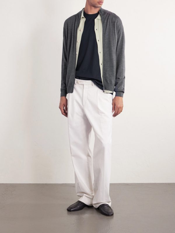 Slim-Fit Virgin Wool Zip-Up Cardigan - OU Slim-Fit Virgin Wool Zip-Up Cardigan - OU