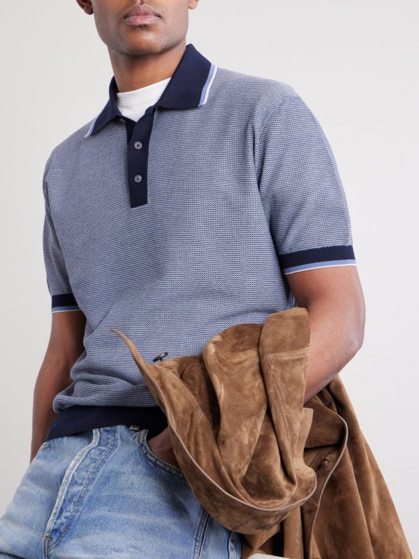 Honeycomb-Knit Cotton Polo Shirt - CU Honeycomb-Knit Cotton Polo Shirt - CU