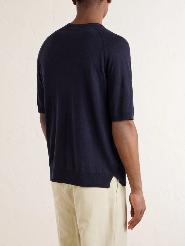 Silk and Linen-Blend T-Shirt - BK