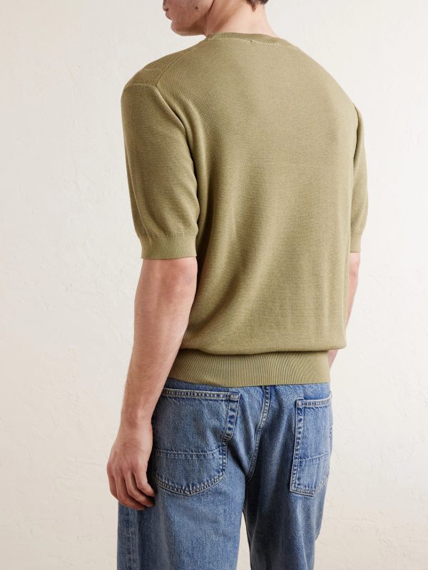 Knitted Silk and Cotton-Blend T-shirt - BK