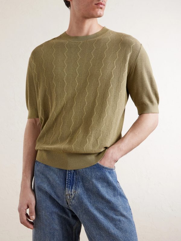 Knitted Silk and Cotton-Blend T-shirt - FR