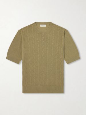 Knitted Silk and Cotton-Blend T-shirt