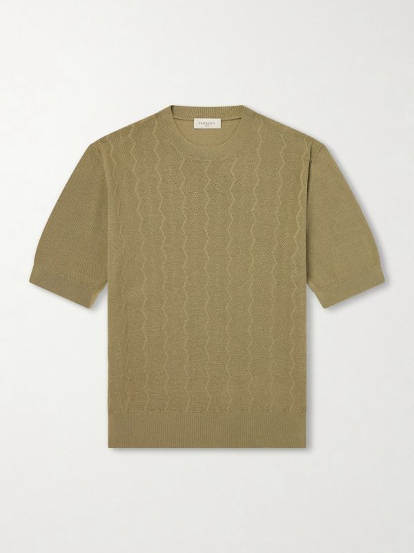 Knitted Silk and Cotton-Blend T-shirt