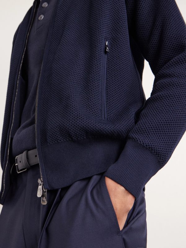 Slim-Fit Honeycomb-Knit Cotton Bomber Jacket - CU