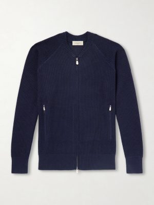 Slim-Fit Honeycomb-Knit Cotton Bomber Jacket Slim-Fit Honeycomb-Knit Cotton Bomber Jacket
