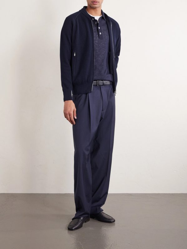 Slim-Fit Honeycomb-Knit Cotton Bomber Jacket - OU
