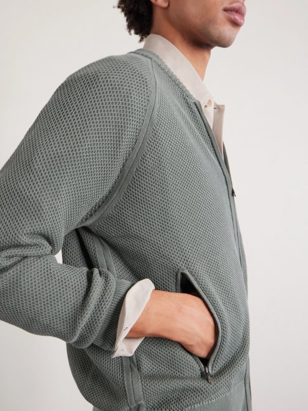 Slim-Fit Honeycomb-Knit Cotton Bomber Jacket - CU