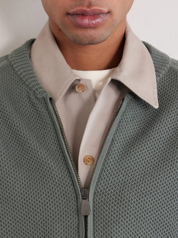 Slim-Fit Honeycomb-Knit Cotton Bomber Jacket - E1