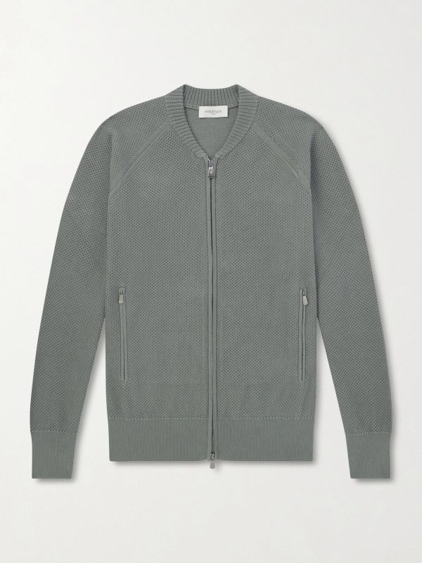 Slim-Fit Honeycomb-Knit Cotton Bomber Jacket