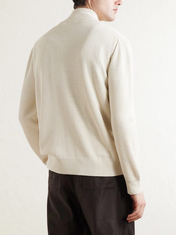 Knitted Silk and Linen-Blend Zip-Up Cardigan - BK Knitted Silk and Linen-Blend Zip-Up Cardigan - BK
