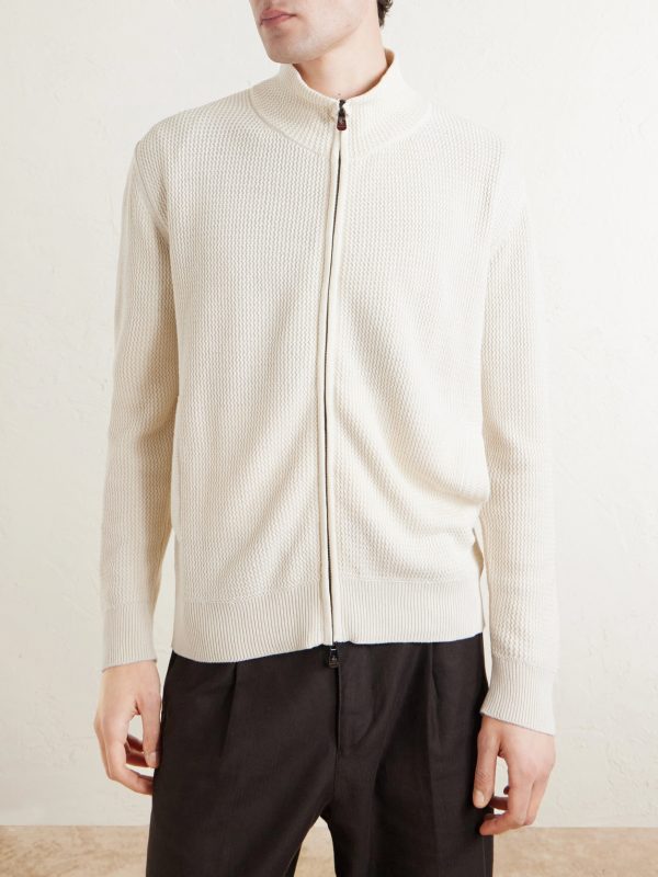 Knitted Silk and Linen-Blend Zip-Up Cardigan - FR Knitted Silk and Linen-Blend Zip-Up Cardigan - FR