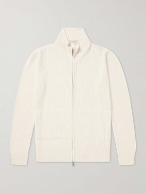 Knitted Silk and Linen-Blend Zip-Up Cardigan