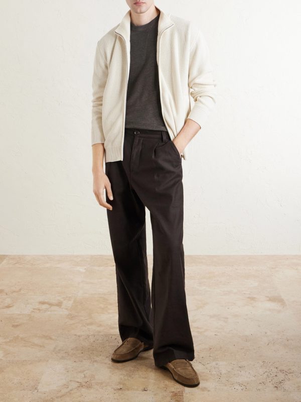 Knitted Silk and Linen-Blend Zip-Up Cardigan - OU Knitted Silk and Linen-Blend Zip-Up Cardigan - OU