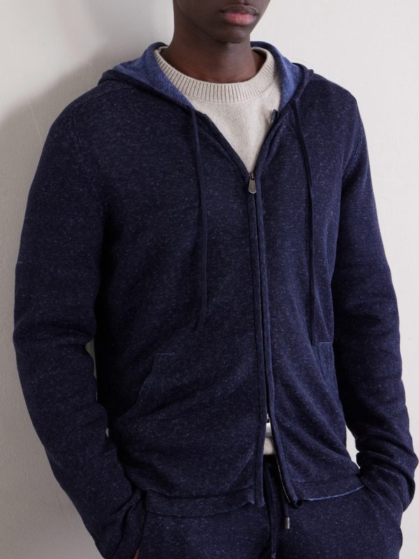 Knitted Silk and Linen-Blend Zip-Up Hoodie - CU Knitted Silk and Linen-Blend Zip-Up Hoodie - CU