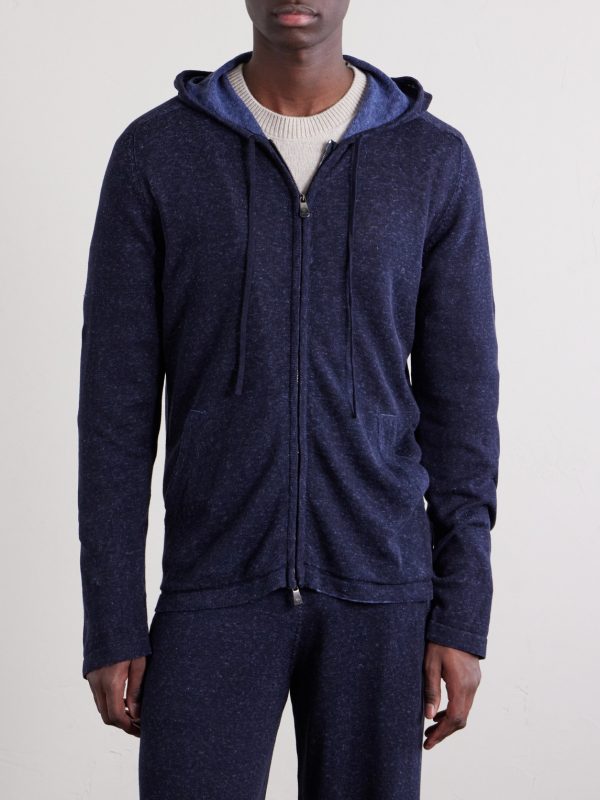 Knitted Silk and Linen-Blend Zip-Up Hoodie - FR Knitted Silk and Linen-Blend Zip-Up Hoodie - FR