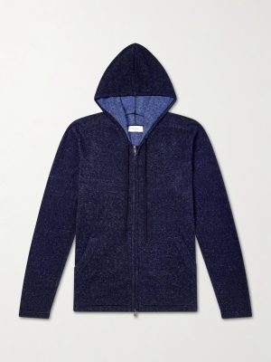 Knitted Silk and Linen-Blend Zip-Up Hoodie