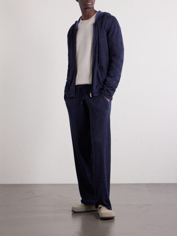 Knitted Silk and Linen-Blend Zip-Up Hoodie - OU Knitted Silk and Linen-Blend Zip-Up Hoodie - OU