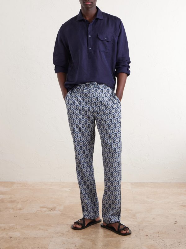 Alfred Straight-Leg Printed Lyocell-Satin Trousers - OU