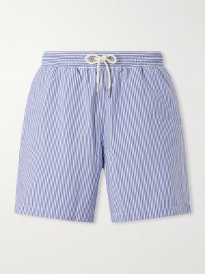 Mastiff II Straight-Leg Mid-Length Striped Seersucker Swim Shorts